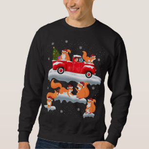 Sweatshirt Conduite d'écureuils Arbre de Noël Camion Rouge Éc