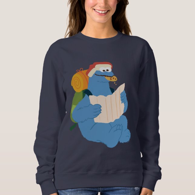Sweatshirt Cookie Monster lisant une carte (Devant)