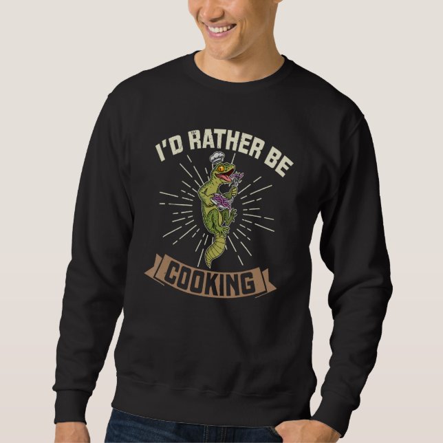 Sweatshirt Cooking chefs hat lizard reptile kitchen restauran (Devant)