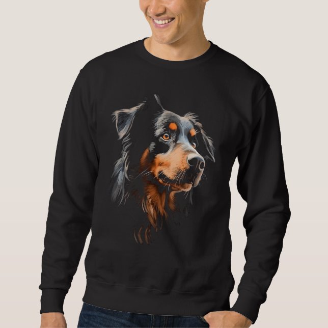 Sweatshirt Cool Australian Shepherd Face Awesome (Devant)