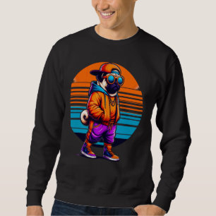 Sweatshirt Cool Carlin Chien Moderne Style urbain Sunset Retr