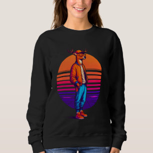Sweatshirt Cool Deer Style urbain moderne Sunset Art rétro