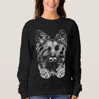 Sweatshirt Cool DJ Shepherd Dog with Sunglasses Headphones an