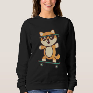 Sweatshirt Cool Fun Dog Skateboard Rides Pour Skateboarders