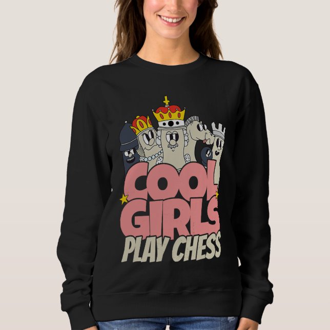 Sweatshirt Cool girls play chess   chess saying chess player (Devant)