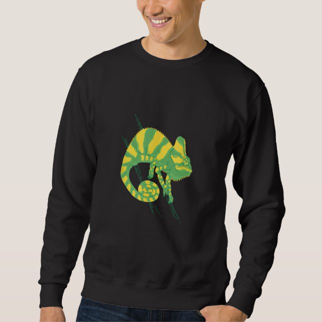 Sweatshirt Cool green yellow chameleon Old World lizards cham (Devant)