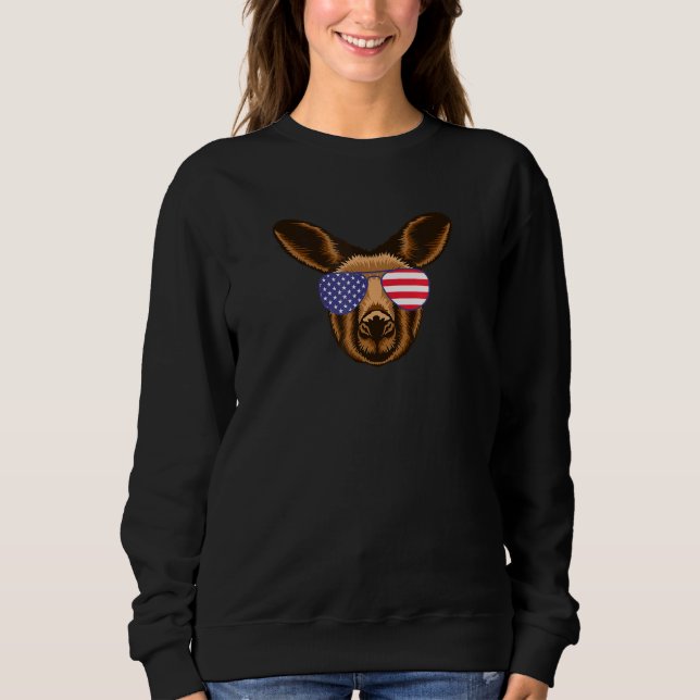 Sweatshirt Cool Kangaroo Portant un Drapeau Usa Lunettes de s (Devant)