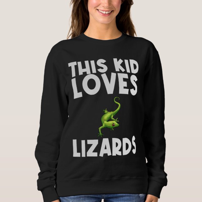 Sweatshirt Cool Lizard Pour Enfant Garçon Fille Gecko Green R (Devant)