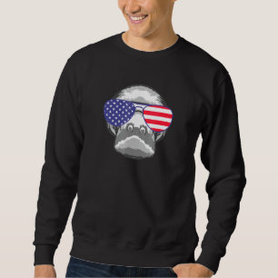 Sweatshirt Cool Manatee Portant un drapeau américain Lunettes