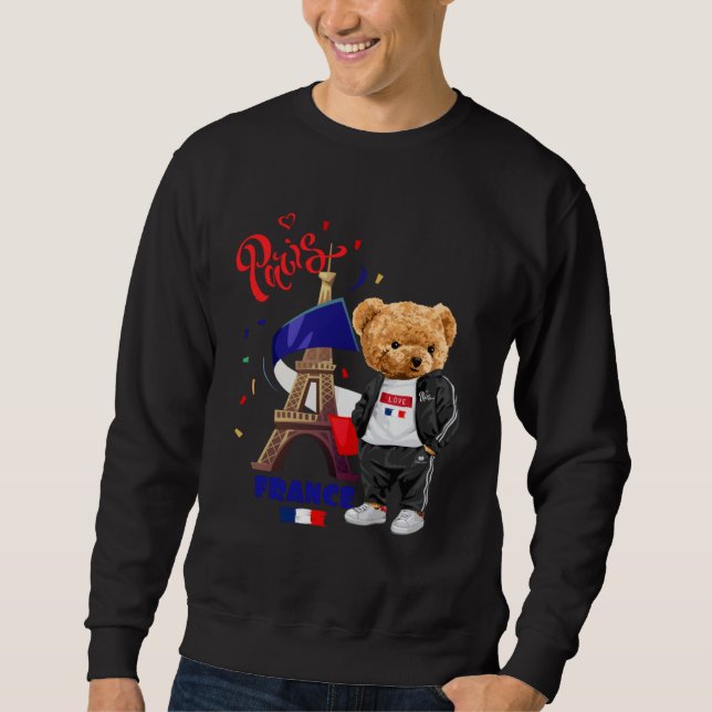 Sweatshirt Cool Parisian Teddy Bear in Pari Eiffel Tower Outf (Devant)