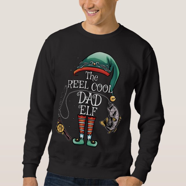 Sweatshirt Cool REEL DAD Elf Correspondant Famille Pêche Chri (Devant)