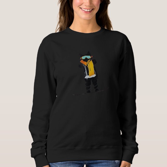 Sweatshirt Cool Retro 80S Snowboard Ski Lover Cat Lover Mount (Devant)