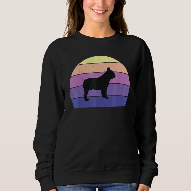 Sweatshirt Cool Retro Sunset Français Bulldogs Grand chien pr (Devant)