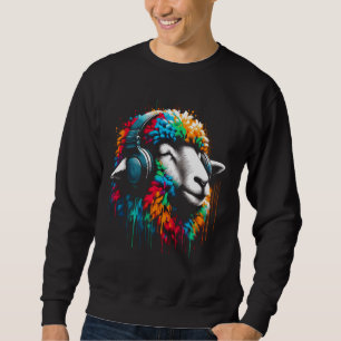Sweatshirt Cool Sheep Headphone Musique Art Noël Anniversaire