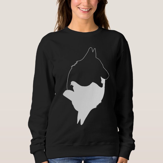 Sweatshirt Cool Yin Yang Dog Cute German Shepard With White I (Devant)