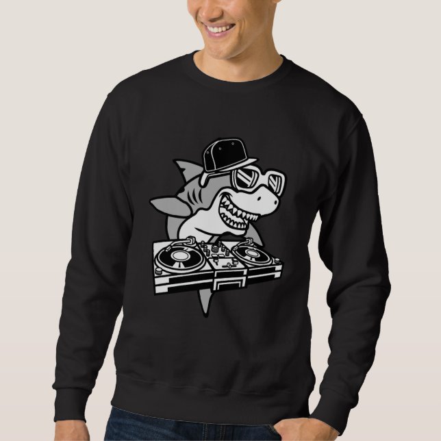 Sweatshirt Cooler DJ Shark 80s Turntable Discjockey (Devant)