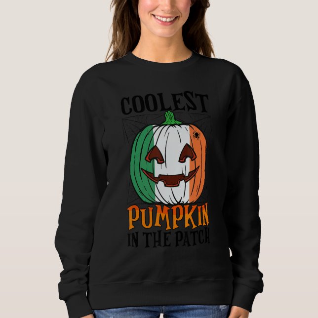 Sweatshirt Coolest Pumpkin In The Patch Ireland Flag Jack Ou2 (Devant)