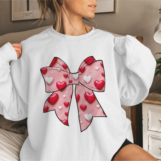Sweatshirt Coquette Bow Coeur Rouge Motif Saint Valentin (Créateur téléchargé)