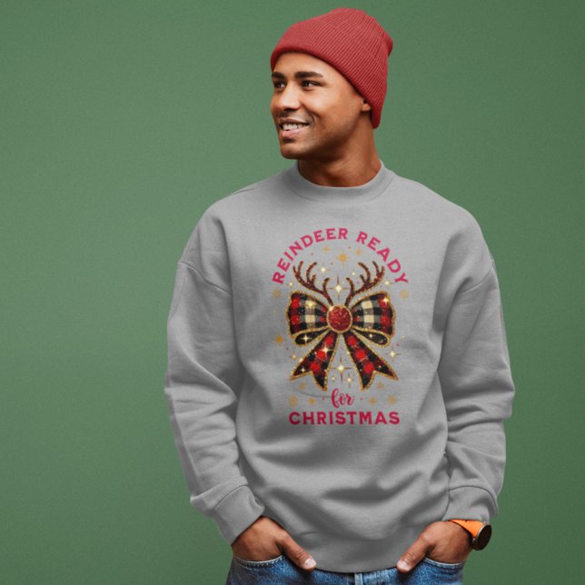 Sweatshirt Coquette Noël Plaid Reinder Ready Bow (Créateur téléchargé)