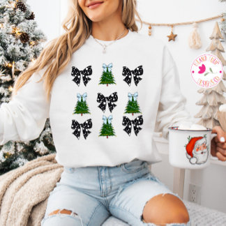 Sweatshirt Coquette Vaches esthétiques et arbres de Noël