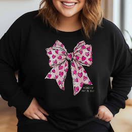 Sweatshirt Coquette Whimsical Coeur Bow Hot Rose