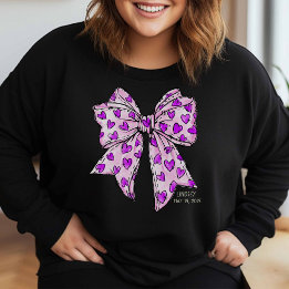 Sweatshirt Coquette Whimsical Coeur Bow pourpre et lavande