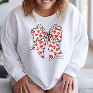 Sweatshirt Coquette Whimsical Coeur Bow Rouge et Blanc