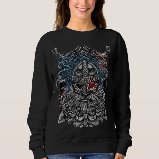 Sweatshirt Corbeaux et épées d'Odin Mythologie Viking drapeau