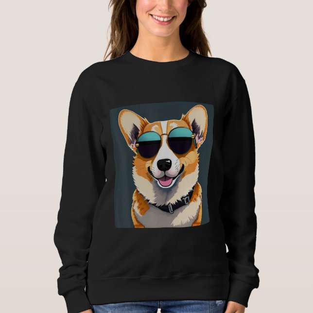 Sweatshirt Corgi tees Corgi dog wearing sunglasses (Devant)