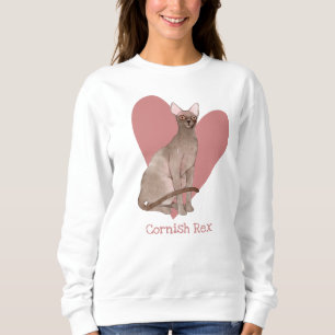 Sweatshirt Cornouailles Rex Chat Aquarelle Kitty Coeur rose