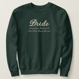 Sweatshirt Correspondance de mariée verte et beige Bacheloret