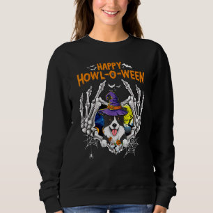 Sweatshirt Cos Border Collie Squelette Cœur Joyeux Hurlement 