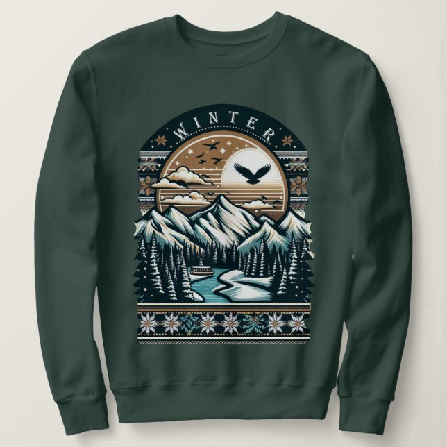 Sweatshirt Coucher de soleil en hiver (Design devant)