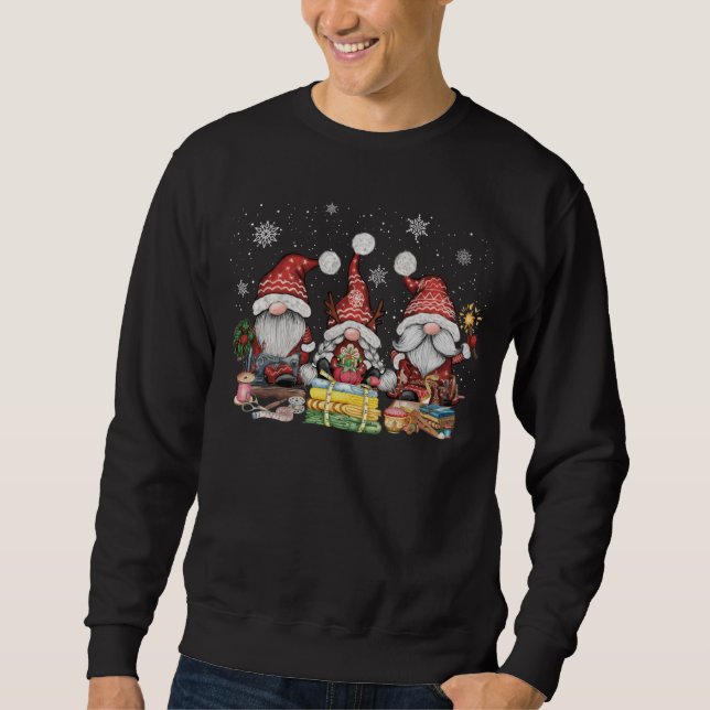 Sweatshirt Coudre des gnomes trois gnomes de couture cadeaux  (Devant)