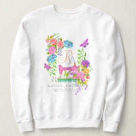 Sweatshirt Coudre le ruban de carbone Floral Monogramme blanc