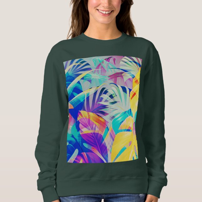 Sweatshirt Couleur Abstraite florale moderne Pastel (Devant)