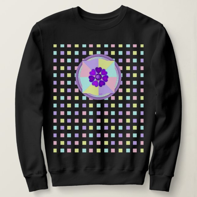 Sweatshirt Couleurs pastel & coeurs violets battre (Design devant)