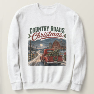 Sweatshirt Country Roads Noël Camionnette Rouge Vintage