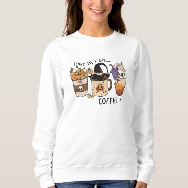 Sweatshirt Coupe du café d'Halloween (Devant)