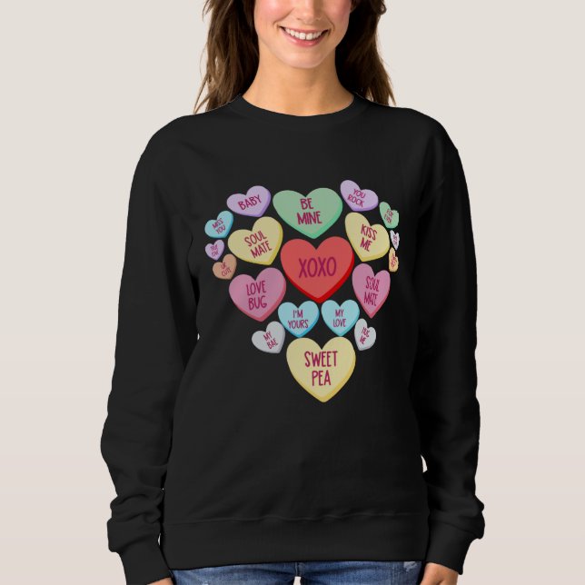 Sweatshirt Couple Valentine s Day Heart Candy Conversation (Devant)