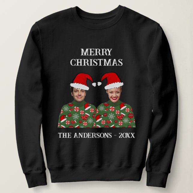 Sweatshirt Couples Photo Joyeux Noël Doux moche (Design devant)
