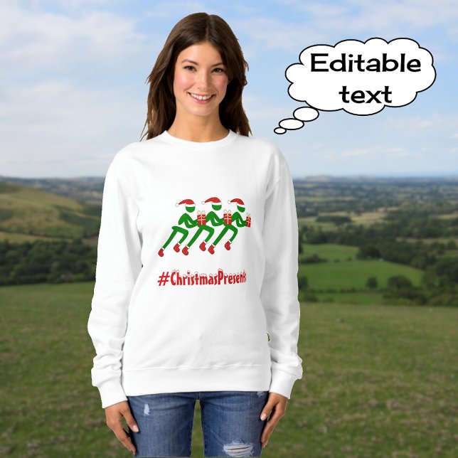 Sweatshirt Coureurs de noël de texte personnalisé (White sweatshirt)
