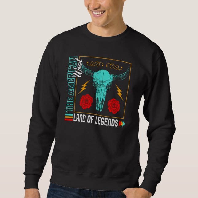 Sweatshirt Cow American West Land Of Legends Cow Skull Cow Fa (Devant)