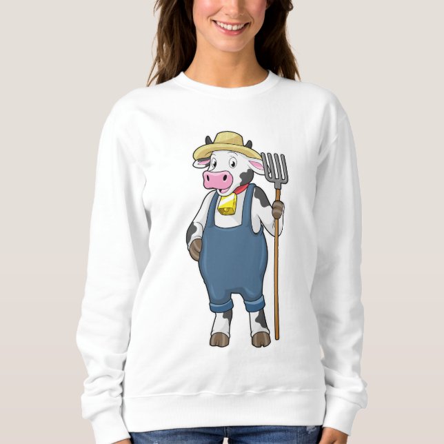 Sweatshirt Cow as Farmer with Pitchfork (Devant)