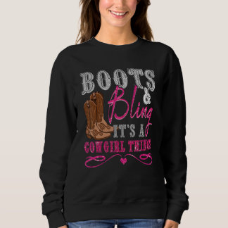 Sweatshirt Cowgirl Boots Bling Women  Cute Love Country Life