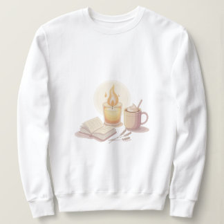 Sweatshirt Cozy Candle and Hot Chocolate Illustration