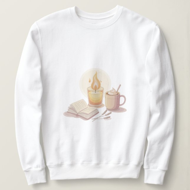 Sweatshirt Cozy Candle and Hot Chocolate Illustration (Design devant)