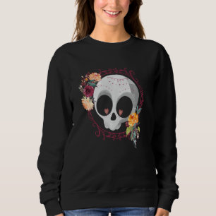 Sweatshirt Crâne à sucre mignon avec Roses et fleurs