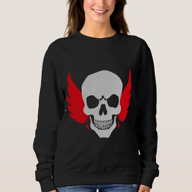 Sweatshirt Crâne avec ailes (Devant)