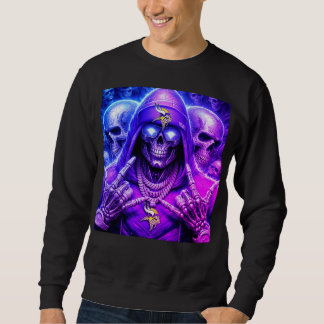 Sweatshirt Crâne de Rois Urbains avec Couronne Dorée Graphiqu